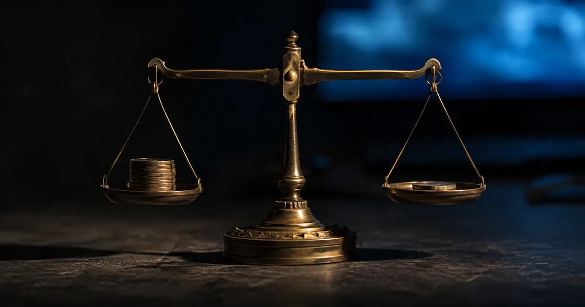 Balance en équilibre devant un écran affichant une courbe de capital