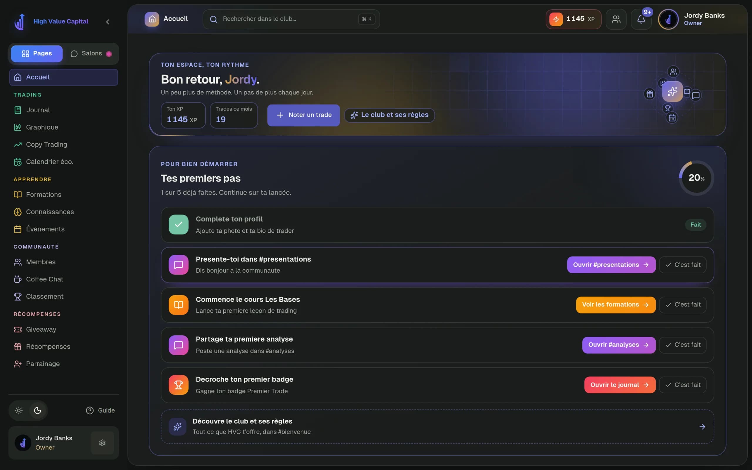 High Value Capital, a trading community with a journal and statistics